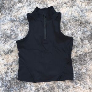 Lululemon Rib Zip-Front Cropped Run Tank Top Black Size 4